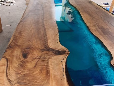 Walnut Dining Table, Live Edge Table, Custom 80” x 42” Walnut Sea Blue and Turquise Green Table, Epoxy River Dining Table, Order for Patel For Discount