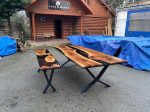 Walnut Dining Table, Custom 103” x 44” Unique Walnut Table, Black Epoxy River Table, River Shiny Dining Table, Custom Order for Sue Online now