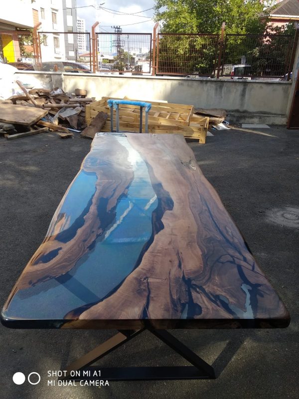 Epoxy Dining Table, Custom 115” x 40” Walnut Table, Clear Epoxy Table, River Table, Live Edge Table, Custom Order for Raj Hot on Sale