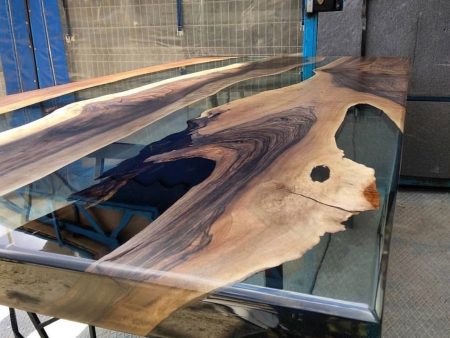 Custom Epoxy Resin River Table, Solid Walnut Wood Dining Table, Handmade Ultra Clear Epoxy Furniture for Your Home, Large Wooden Table on Sale