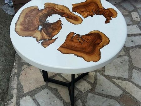 Custom Handmade Epoxy Resin Coffee Table, Epoxy Coffee Table, Custom 30”x 30” Walnut White Epoxy Coffee Table for Stacey For Discount