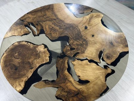 Epoxy Coffee Table, Custom 50” Diameter Round Table, Walnut Wood Smokey Gray Epoxy Table, Epoxy Resin Table, Custom  Order for Julie Discount