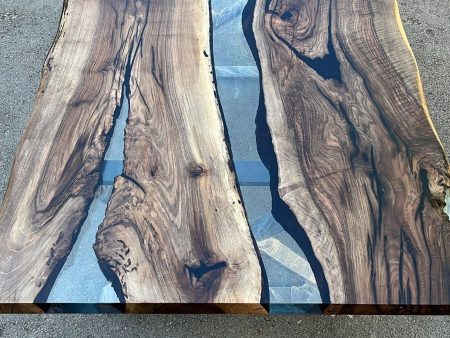 Custom 84” x 48” Walnut Smoke Gray Epoxy River Table Order for Krishawn 2 Online now