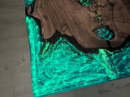 Unique Table, Handmade Epoxy Table, Custom 52” x 28” Walnut Turquoise River with Phosphorus Table, Glowing Table at Night, Order for Roxy Online Hot Sale