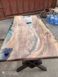 Walnut Dining Table, Custom 84” x 42” Walnut Transparent Turquoise Green Table, Epoxy Dining Table, Live Edge Table, Custom  for Stephanie Sale