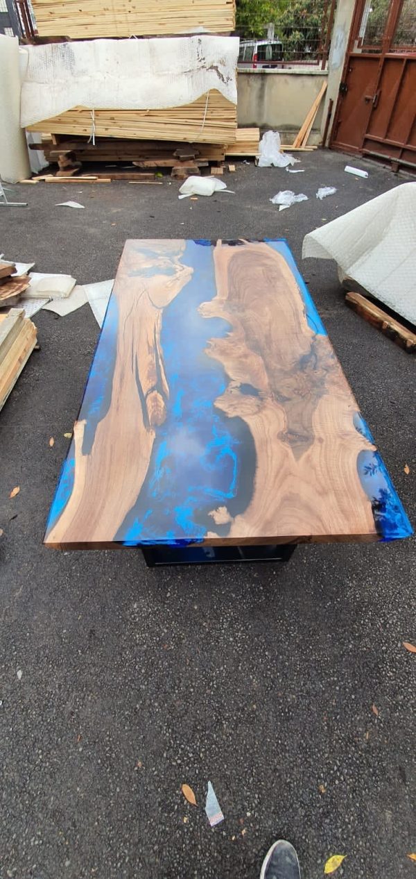 Blue Epoxy Dining Table, Epoxy Resin Table, Custom 72” x 36” Walnut  Epoxy River Table, Epoxy Dining Table, Custom Order for Christine Discount