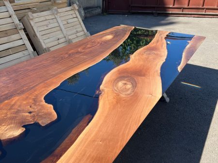 Epoxy Dining Table, Custom 108” x 46” Walnut Black Table, Epoxy Resin Table, Custom Order for Scott on Sale