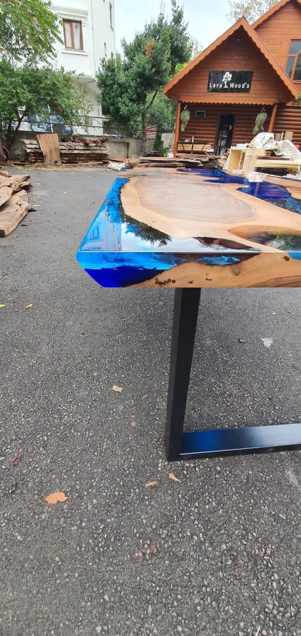 Blue Epoxy Dining Table, Epoxy Resin Table, Custom 72” x 36” Walnut  Epoxy River Table, Epoxy Dining Table, Custom Order for Christine Discount