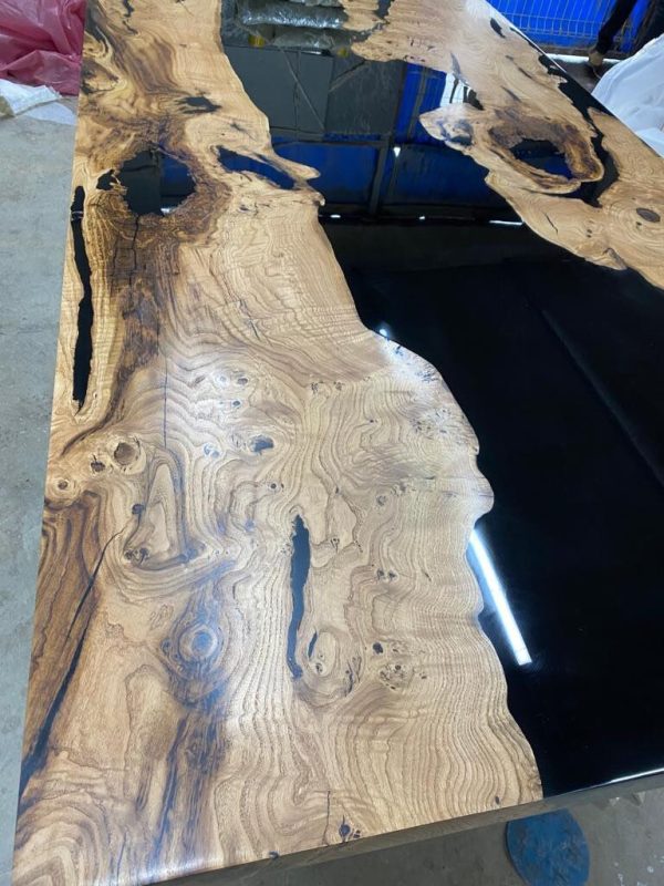 Chestnut Black Table, Epoxy Dining Table, Epoxy Resin Table, Custom 88” x 40” Chestnut Table, Epoxy River Dining Table for Monica Sale