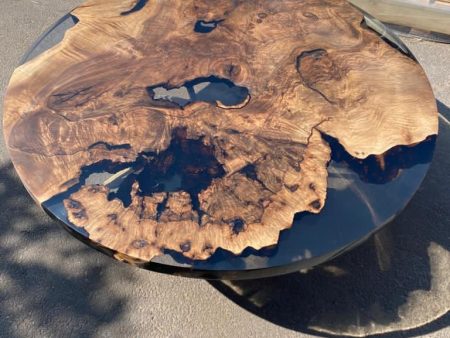 Epoxy Coffee Table, Epoxy Resin Coffee Table, Custom 50” Diameter Round Table, Walnut Wood Smokey Gray Table, Epoxy Dining Table Order for on Sale