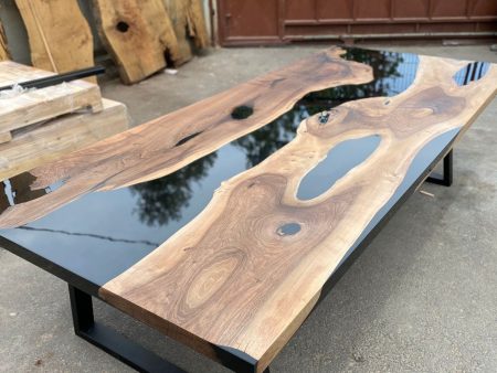 Custom Epoxy Resin Table, Custom 112” x 48  Black Epoxy Table, River Table, Live Edge Table, Custom Order for Steve Discount