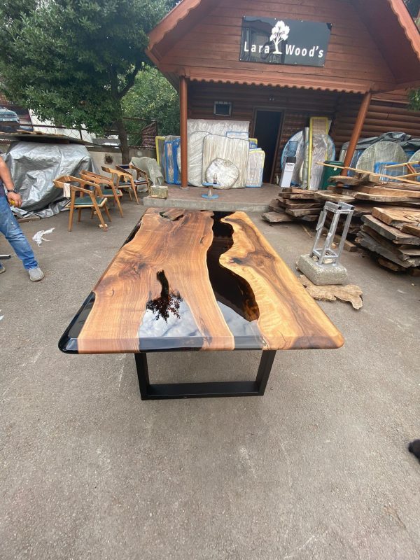 Custom Epoxy Resin Table, 72” x 40” Walnut Black Table, Epoxy Table, Unique Resin Epoxy Table, Custom Order for Becky Dd For Discount