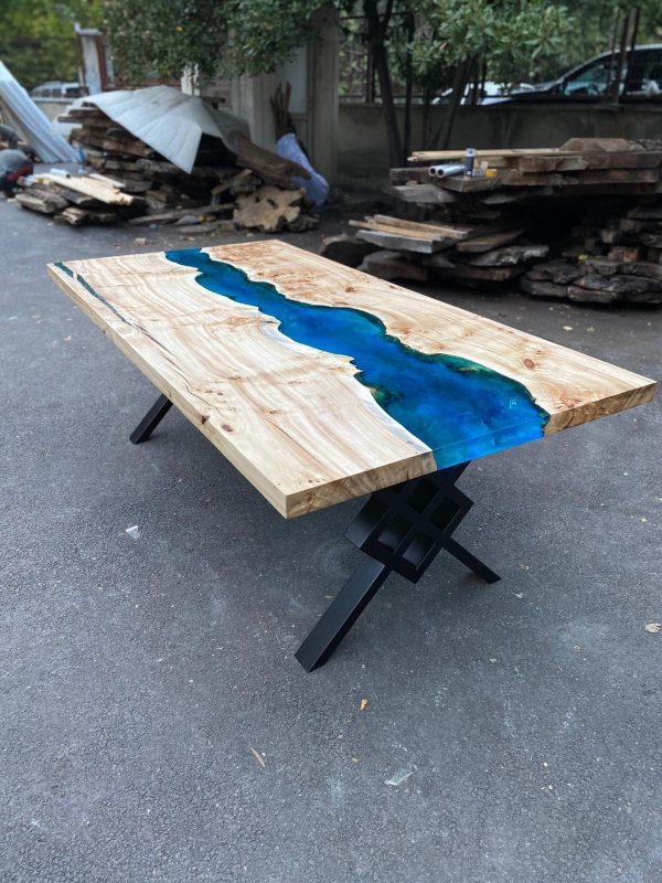 Blue Epoxy Dining Table, Epoxy Resin Table, Custom 83  x 44   Poplar Wood Table, Ocean Blue Epoxy Table, Resin Table Order for Heather E For Discount