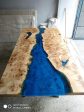 Blue Epoxy Table, Custom 80” x 40” Poplar Wood Blue River Table, River Epoxy Dining Table, Live Edge Table, Custom Order for Kimberly Hot on Sale