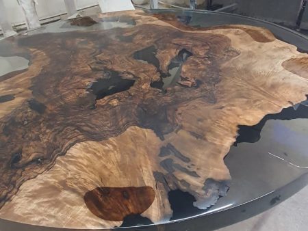 Epoxy Coffee Table, Walnut Coffee Table, Custom 50” Diameter Round Table, Walnut Wood Smokey Gray Table, Epoxy Table, Order for Chandreka Online now