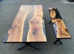 Walnut Dining Table, Custom 103” x 44” Unique Walnut Table, Black Epoxy River Table, River Shiny Dining Table, Custom Order for Sue Online now