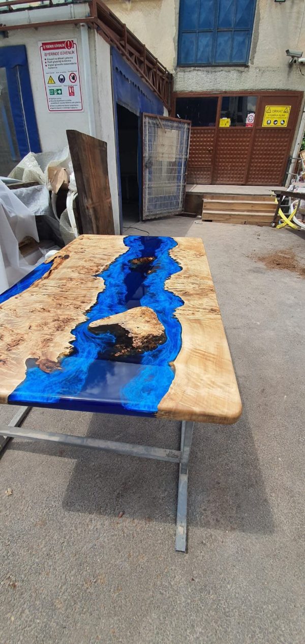 Blue Epoxy Table, Poplar Table, Custom 60” x 36” Poplar Wood Blue, Turquoise Table, Epoxy River Coffee Table, Custom Order for Kelly Hot on Sale