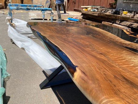 Clear Epoxy Table, Epoxy Resin Table, Live Edge Table, Custom 84” x 36” Walnut Smokey Gray Table, Epoxy River Table, Order for Angela F Online now