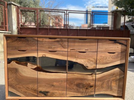 Custom Epoxy Console, 60” x 16” x 36” Wood Epoxy Resin Credenza, Walnut Epoxy Epoxy Credenza, Dining Room Sideboard for Kelly O Online now