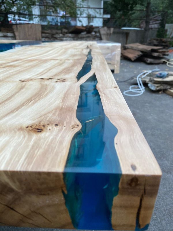 Blue Epoxy Dining Table, Epoxy Resin Table, Custom 83  x 44   Poplar Wood Table, Ocean Blue Epoxy Table, Resin Table Order for Heather E For Discount