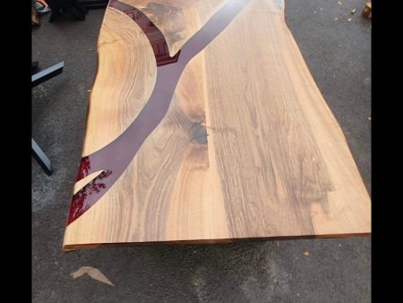 Custom 68” x 38” Walnut Black and Red Epoxy Pittsburgh River Dining Table, Handmade Red Epoxy Table, Order for Sarah #LifeisForEnjoying Cheap