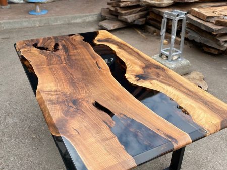 Custom Epoxy Resin Table, 72” x 40” Walnut Black Table, Epoxy Table, Unique Resin Epoxy Table, Custom Order for Becky Dd For Discount