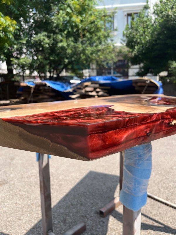 Custom 60  x 14  Epoxy Resin Shelf, Handmade Crystal Red Epoxy Table, Custom Walnut Epoxy Shelf, Unique Resin Epoxy Shelf Order for Andrea G Online now