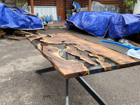 Walnut Dining Table, Epoxy Table, Epoxy Dining Table, River Table, Custom 82” x 40” Table, Clear Epoxy Dining Table, Order for Molly For Cheap