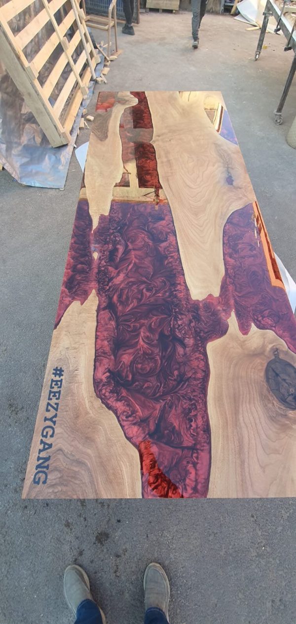 Custom 96 x 36 Epoxy Resin Table, Handmade Crystal Red Epoxy River Table, Custom Walnut Epoxy Table, Unique Resin Epoxy Table for #EEZYGANG Online now