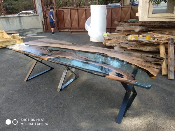 Epoxy Dining Table, Custom 115” x 40” Walnut Table, Clear Epoxy Table, River Table, Live Edge Table, Custom Order for Raj Hot on Sale