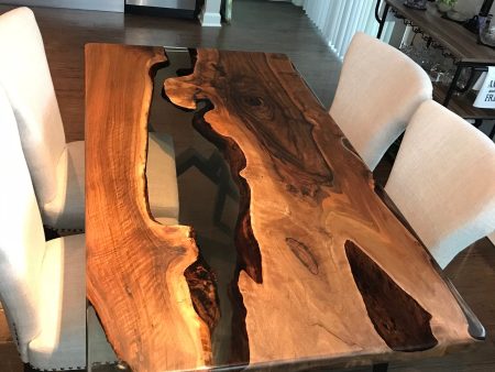 Live Edge Table, Epoxy Table, Epoxy Dining Table, Walnut Epoxy River Table, Custom 65” x 36”  Smokey Gray River Table, Order for Yema Discount