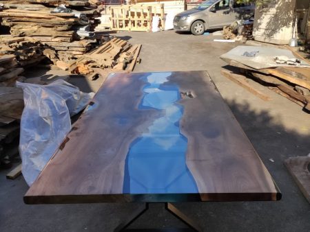 Epoxy Table, Epoxy Dining Table, Walnut Epoxy River Table, Custom 290cm x 140cm Walnut Clear Epoxy River Dining Table Order for Sara F Sale