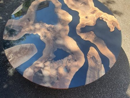 Epoxy Coffee Table, Epoxy Resin Table, Live Edge Table, Custom 48” Diameter Round Walnut Table, Epoxy Table, Custom  Order for Michele Fashion