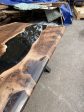 Epoxy Resin River Table, Epoxy Dining Table, Custom 72” x 40” Walnut Black Table, Handmade Epoxy Table Order for Lee D For Sale