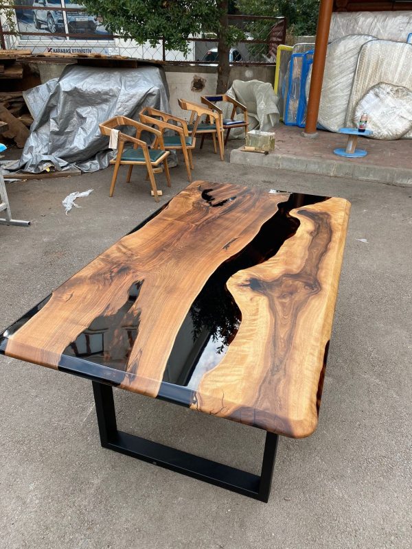 Custom Epoxy Resin Table, 72” x 40” Walnut Black Table, Epoxy Table, Unique Resin Epoxy Table, Custom Order for Becky Dd For Discount