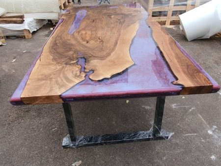 Custom 84  x 42  Epoxy Resin Table, Handmade Pearl Purple Epoxy River Table, Custom Walnut Epoxy Table, Unique Resin Epoxy Table for Erum Sale