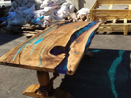 Walnut Dining Table, River Table, Custom 78” x 47” Walnut Blue, Turquoise Epoxy Table, Epoxy River Table, Custom Order for Roxy Discount