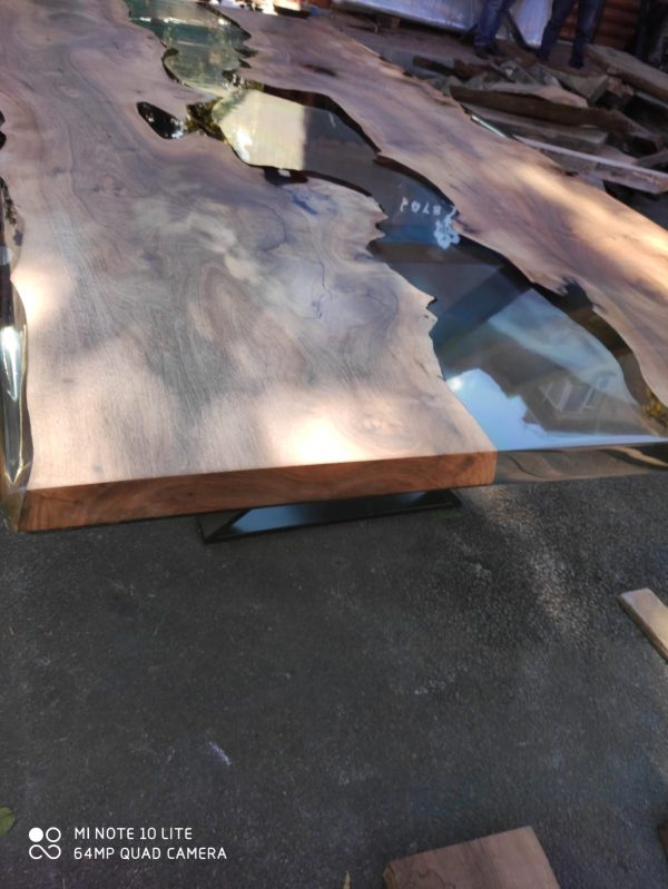 Epoxy Table, Epoxy Dining Table, Walnut Epoxy River Table, Custom 290cm x 140cm Walnut Clear Epoxy River Dining Table Order for Sara F Sale