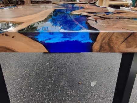 Blue Epoxy Dining Table, Epoxy Resin Table, Custom 72” x 36” Walnut  Epoxy River Table, Epoxy Dining Table, Custom Order for Christine Discount