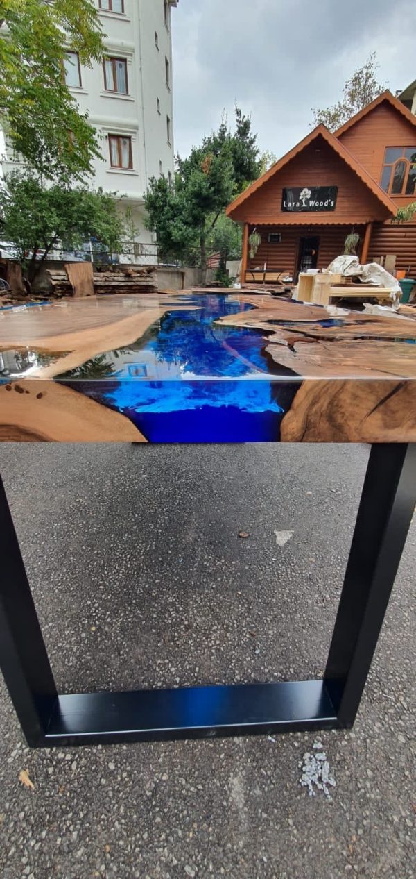 Blue Epoxy Dining Table, Epoxy Resin Table, Custom 72” x 36” Walnut  Epoxy River Table, Epoxy Dining Table, Custom Order for Christine Discount