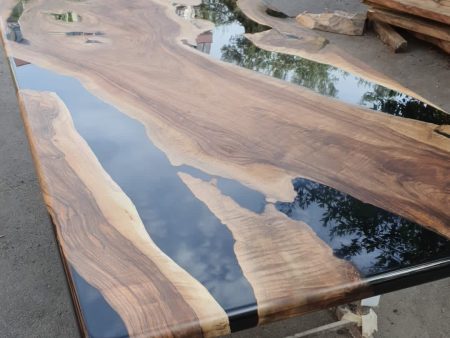 Custom Epoxy Resin Table, 108” x 48” Walnut Black Epoxy Table, Epoxy Dining Table, Live Edge Table, Custom Order for Lance For Cheap