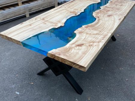 Blue Epoxy Dining Table, Epoxy Resin Table, Custom 83  x 44   Poplar Wood Table, Ocean Blue Epoxy Table, Resin Table Order for Heather E For Discount