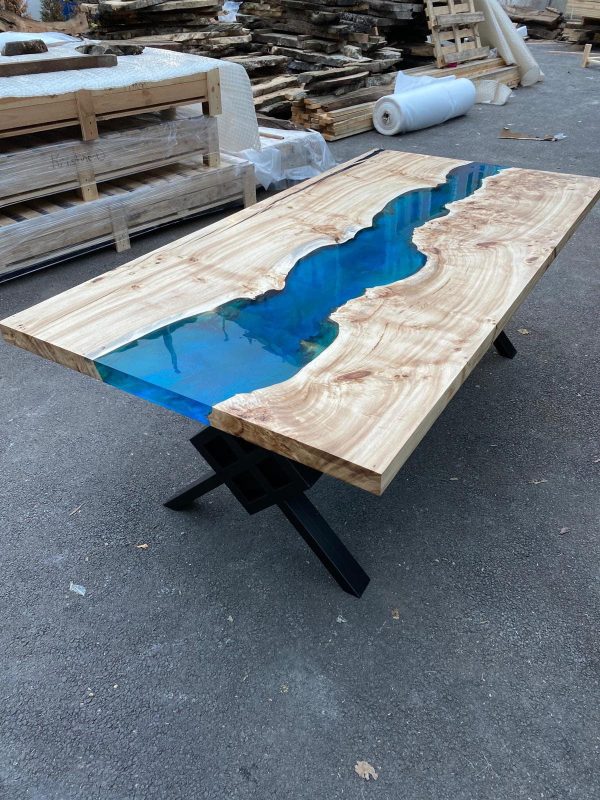 Blue Epoxy Dining Table, Epoxy Resin Table, Custom 83  x 44   Poplar Wood Table, Ocean Blue Epoxy Table, Resin Table Order for Heather E For Discount