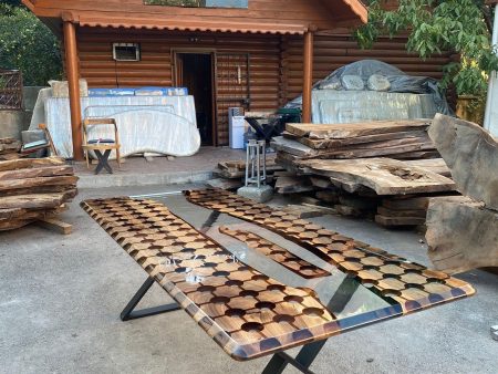 Custom 72” x 36” Walnut Clear Epoxy, Clear Resin Walnut Conference Table, Handmade Epoxy Table, Unique Resin Table Online