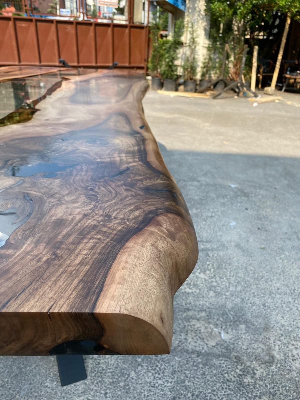 Clear Epoxy, Custom 96” x 40” Walnut Table, Clear Epoxy River Table, Live Edge Dining Table, Custom Order for Ebru Online now