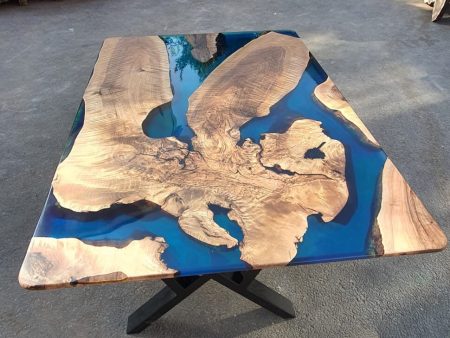 Epoxy Dining Table, Custom 60” x 40” Walnut Blue, Turquoise, Green Table, Epoxy Dining Table, Wooden Table, Live Edge Table, for Karen R Online Hot Sale