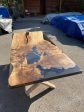 Custom 84” x 36” Walnut Smoke Gray Epoxy River Table Order for Melinda For Discount