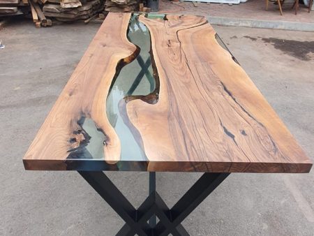 Wooden Table, Live Edge Table, Epoxy Resin Table, Custom 220cm x 100cm Table, Walnut Clear Epoxy Table, River Dining Table, Order for Keith Fashion