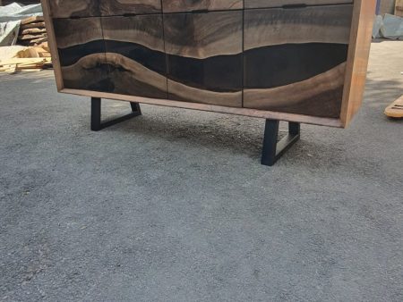 Custom Credenza, 72” x 18” x 36” Wood Epoxy Resin Credenza, Walnut Epoxy, Epoxy Accent Cabinet, Epoxy Credenza for Monterrey2 Fashion