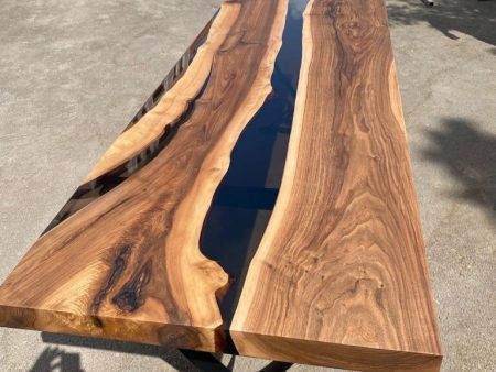 Custom Epoxy Resin Table, 96” x 25” Walnut Black Table, Epoxy Table, Unique Resin Epoxy Table, Live Edge Table, Custom Order for Marcia G Cheap